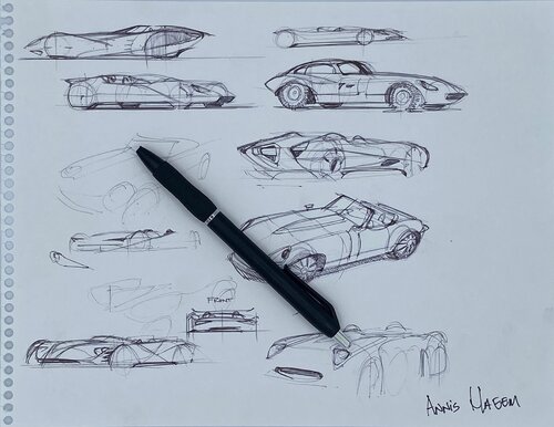 Original SIGNED Drawing by Designer Annis Naeem for "Tron: Uprising" used for the nineteen episodes, Pen is in picture to show scale.  by Annis TRON Naeem, Work on Paper for Sale on Singulart