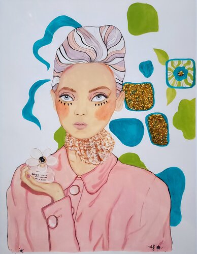 Pastel Daisy van Anna Schwank, Werk op papier te koop op Singulart