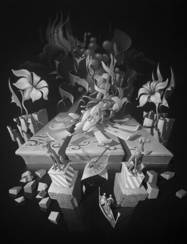 Inconguité d'une démarche poétique dans un mond libéral von Régis Bezannier, Malerei kaufen auf Singulart