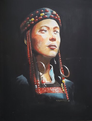 Portrait d'une jeune Buryat de Régis Bezannier, Pintura a la venta en Singulart