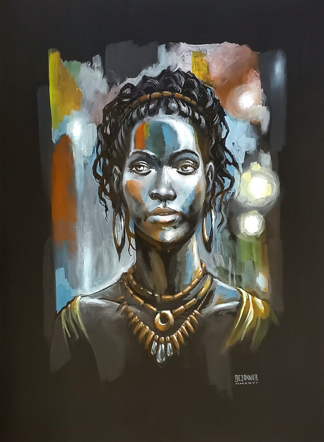 Femme au collier Régis Bezannier Originalgemälde zu verkaufen
