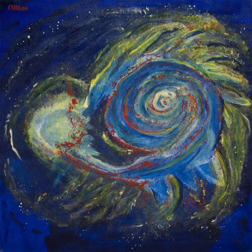 Outer Space Explosions van Ulla Plougmand, Schilderij te koop op Singulart