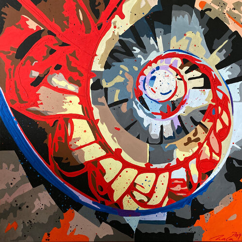 Weg nach unten Teil 12 (roter Drache) by Nadine Giehl, Painting for Sale on Singulart