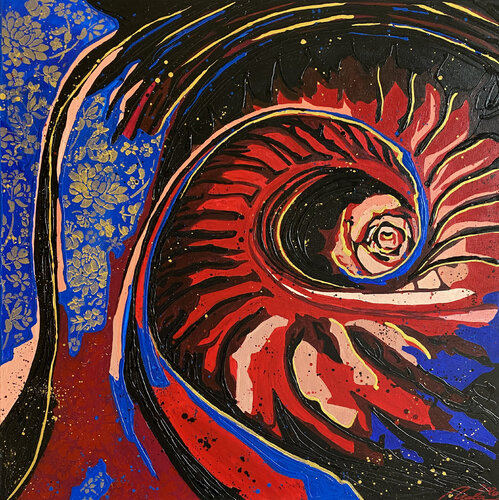 Weg nach unten Tel 13 (Feuerblume) von Nadine Giehl, Malerei kaufen auf Singulart