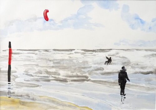Kitesurfen by Ute Lempp, 油畫 for Sale on Singulart
