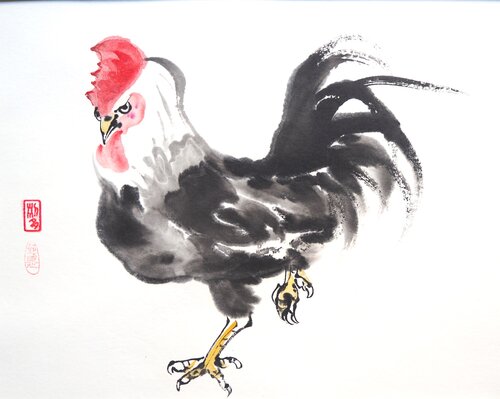 Stolzer Hahn van Ute Lempp, Werk op papier te koop op Singulart