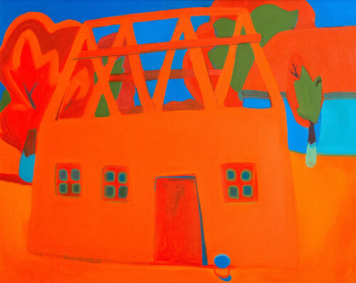 They Are Building a House by Bohdan Buchkovskiy, Painting for Sale on Singulart