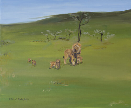 Löwenfamilie von Claudia Luethi alias Abdelghafar, Malerei kaufen auf Singulart