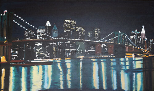New York's Brooklin Bridge van Claudia Luethi alias Abdelghafar, Schilderij te koop op Singulart