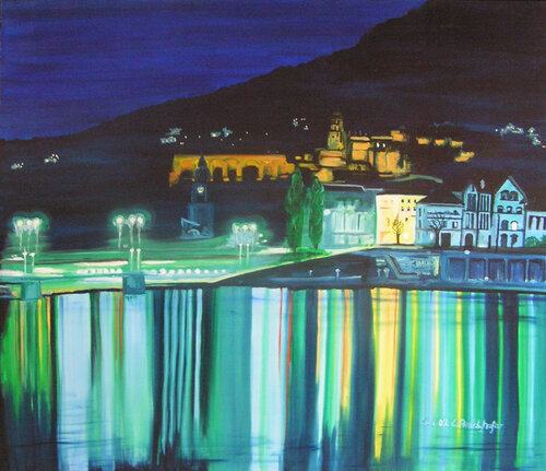 Heidelberg bei Nacht par Claudia Luethi alias Abdelghafar, Peinture en vente sur Singulart