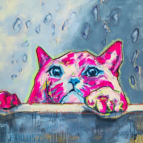 Cat in the rain von Tina Paulus, Malerei kaufen auf Singulart