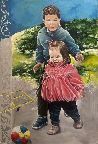 Children playing by Maria Matic and Amarylismatic, 油畫 for Sale on Singulart