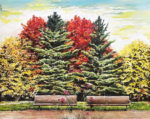 Autumn PARK SCENE van Maria Matic and Amarylismatic, Schilderij te koop op Singulart
