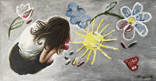 Playground asphalt as a canvas to express creativity de Maria Matic and Amarylismatic, Pintura a la venta en Singulart