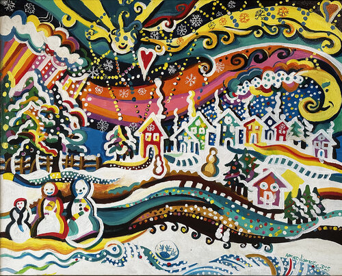 Magical Winter in the Neighborhood par Maria Matic and Amarylismatic, Peinture en vente sur Singulart