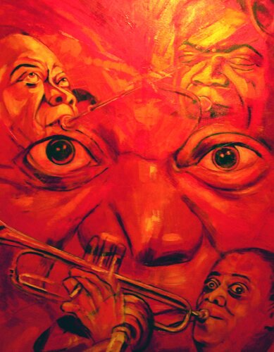 Louis Armstrong van Ursula Leinfelder, Schilderij te koop op Singulart