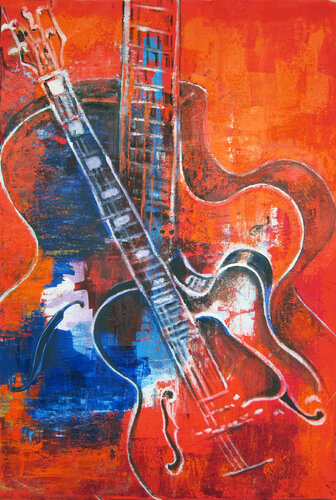 Gitarre-composing 1 von Ursula Leinfelder, Malerei kaufen auf Singulart