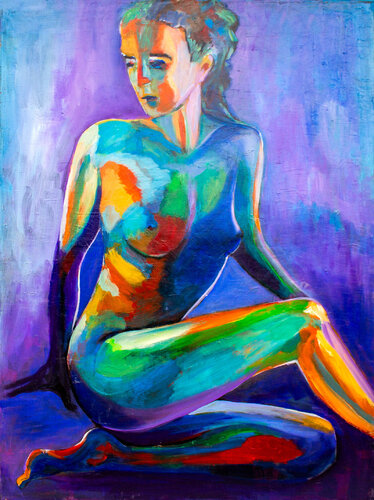 Bunter Akt von Ursula Leinfelder, Malerei kaufen auf Singulart