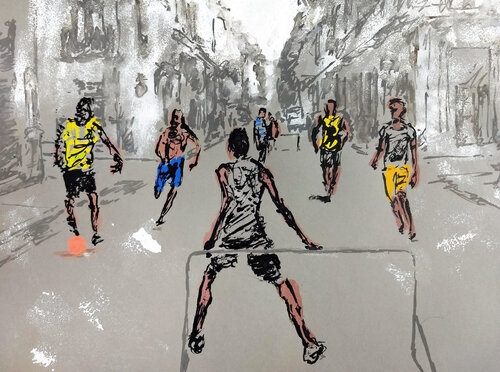 Street Playing van Marcos Buarque de Hollanda, Tekening te koop op Singulart