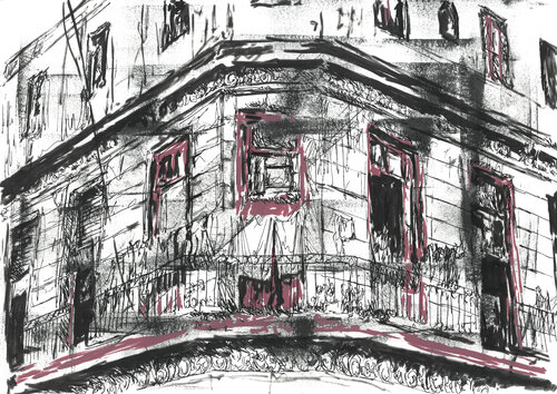 Corner in Havana by Marcos Buarque de Hollanda, 소묘 for Sale on Singulart