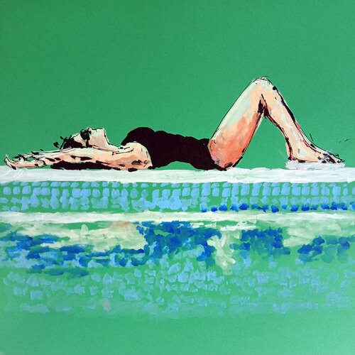 Sunbathing poolside van Marcos Buarque de Hollanda, Tekening te koop op Singulart
