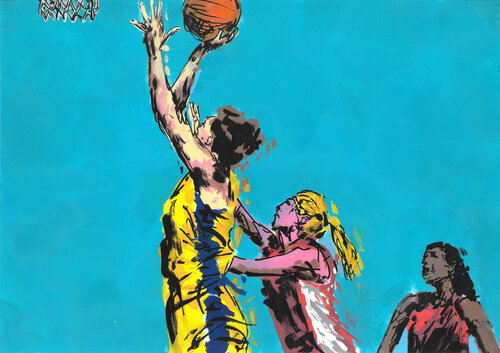 Women in basketball de Marcos Buarque de Hollanda, Dibujo a la venta en Singulart