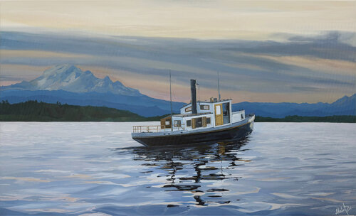 Evening Mooring van Maryia Benedziktovich, Schilderij te koop op Singulart