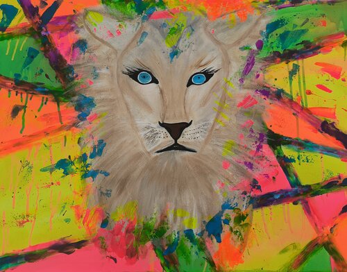You can't catch a wild Lioness di Tanya Silva, Pittura in vendita su Singulart