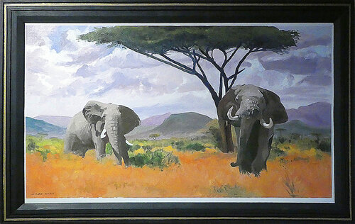 Bull Elephants van Gerald Miles, Schilderij te koop op Singulart