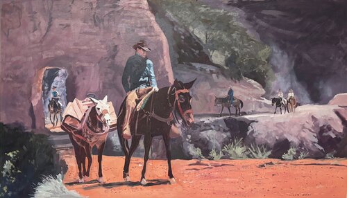 Mule train in the Grand Canyon di Gerald Miles, Pittura in vendita su Singulart
