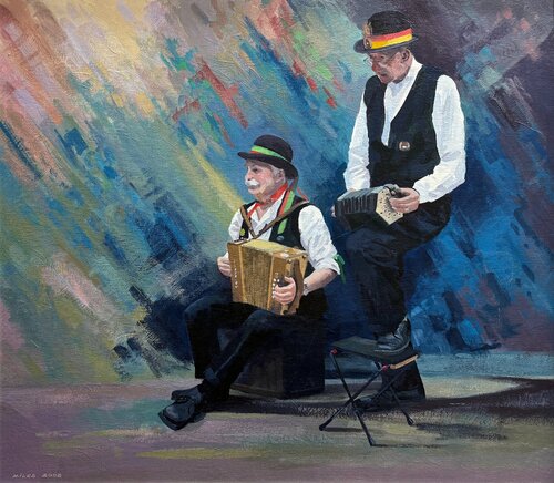 The Accordianists par Gerald Miles, Peinture en vente sur Singulart