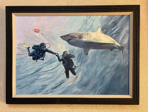 Decompression stop with visitor von Gerald Miles, Malerei kaufen auf Singulart