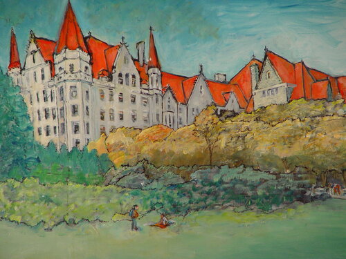 Red Roofs of the University of Chicago by Leon Sarantos, Painting for Sale on Singulart