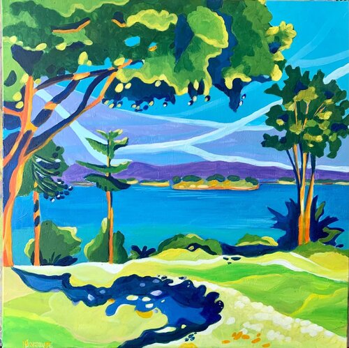 vue sur L'Ile du golf di Hortense BATAILLE, Pittura in vendita su Singulart
