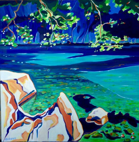 à l'ombre sur le rocher di Hortense BATAILLE, Pittura in vendita su Singulart