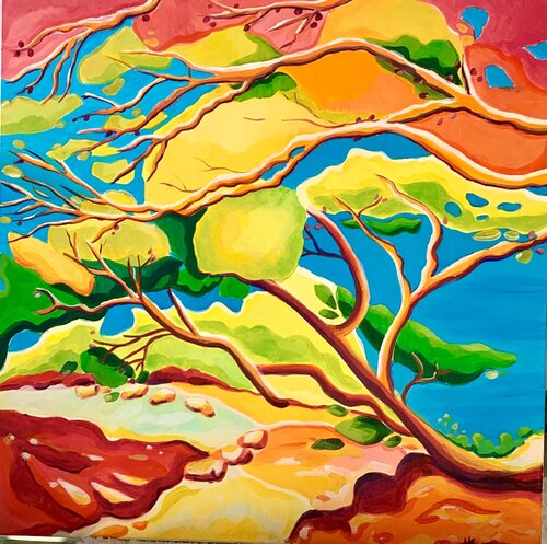 Les pins rouges van Hortense BATAILLE, Schilderij te koop op Singulart