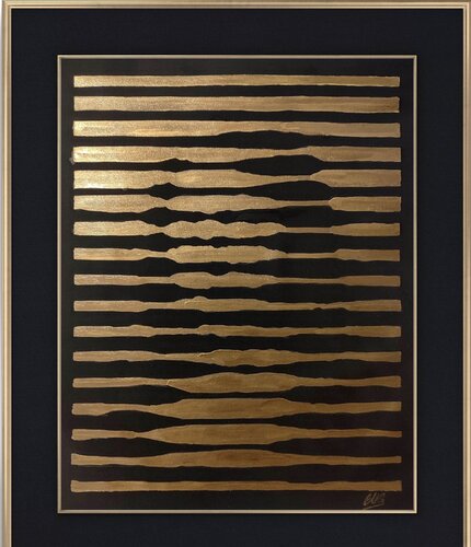 Gioconda Stripes Gold van walter geraci, Schilderij te koop op Singulart