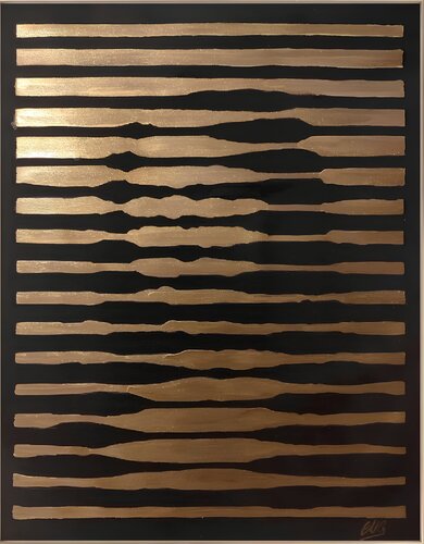 Gioconda Stripes Gold by walter geraci, Painting for Sale on Singulart