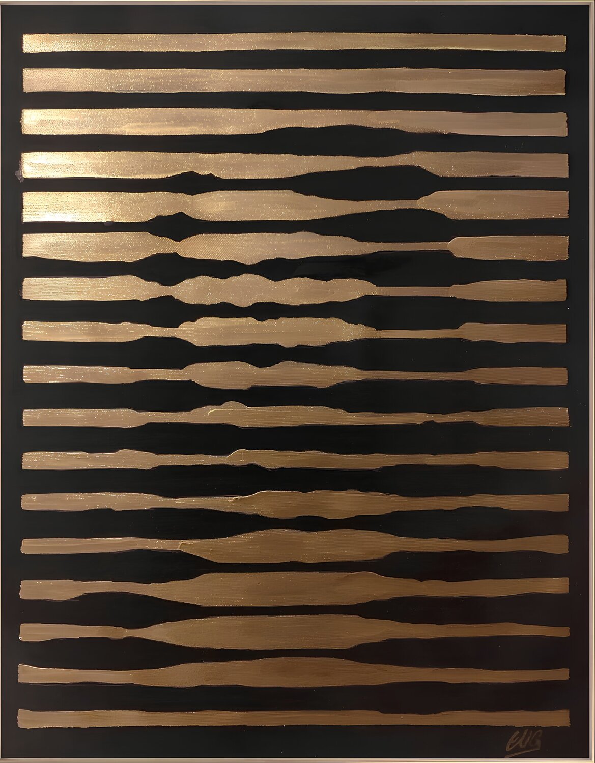 Gioconda Stripes Gold walter geraci Pintura original en venta
