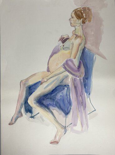 Pregnant Nude, seated von Ruth Schreiber, Malerei kaufen auf Singulart
