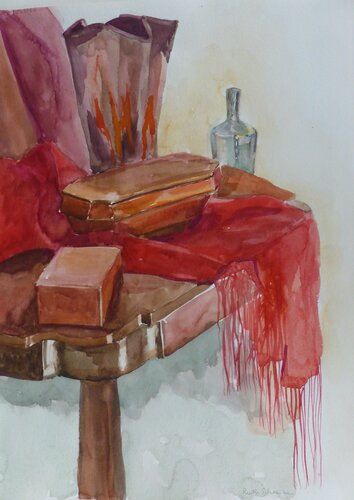 Red Interior di Ruth Schreiber, Opera su carta in vendita su Singulart