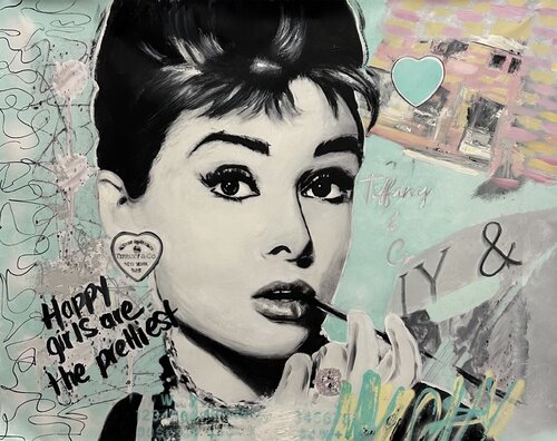 Audrey Hepburn X Tiffany & Co. van Marily Vaillancourt, Schilderij te koop op Singulart