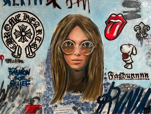 Kiai Gerber X Chrome Hearts di Marily Vaillancourt, Pittura in vendita su Singulart