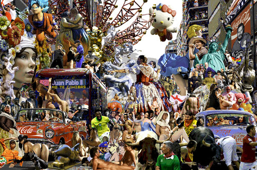 Serie: Teatros de la Democracia. Título: Fiesta de la Cocaina en Valencia - formato XXL - Pop surrealismo von El Pop surrealista Ortega, Andere Medien kaufen auf Singulart