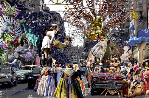 Serie: Teatros de la Democracia. Título: Sueño de Titanes en El Mediterráneo - formato XXL - Pop surrealismo von El Pop surrealista Ortega, Andere Medien kaufen auf Singulart