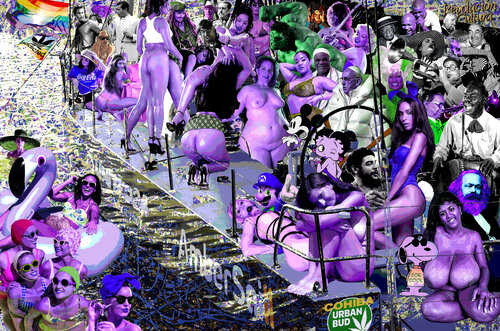 Serie: Teatros de la Democracia. Título: Ocean Race Party in the Mediterráneo II - formato XL - Pop surrealismo von El Pop surrealista Ortega, Andere Medien kaufen auf Singulart