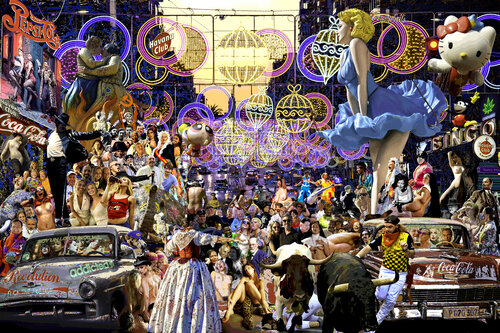 Serie: Teatros de la Democracia. Título: Fiesta de la Cocaina en Valencia - formato XXL - Pop surrealismo von El Pop surrealista Ortega, Andere Medien kaufen auf Singulart