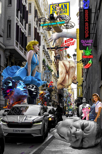 Serie: Teatros de la Democracia. Título: El Agua de vida eterna  - formato XL - Pop surrealismo von El Pop surrealista Ortega, Andere Medien kaufen auf Singulart