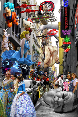 Serie: Teatros de la Democracia. Título: El pan de vida eterna  - formato XL - Pop surrealismo von El Pop surrealista Ortega, Andere Medien kaufen auf Singulart