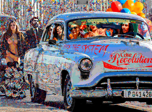 Serie: Teatros de la Democracia. Título: Coke Revolution Man  - formato XXL - Pop surrealismo von El Pop surrealista Ortega, Andere Medien kaufen auf Singulart